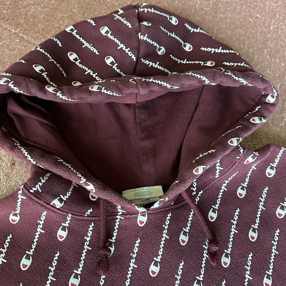 Champion Reverse Weave AOP PO Hoodie S2974 CPB SZ L Unisex, Burgundy, y2k, 90s - Picture 6 of 10